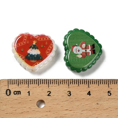 Непрозрачные акриловые бусины с рождественским принтом&nbsp;OACR-D316-02A-1