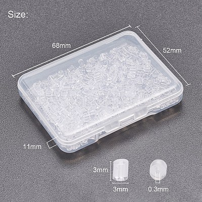 Plastic Ear Nuts, Clear, 3x3mm, Hole: 0.3mm, 500pcs/box