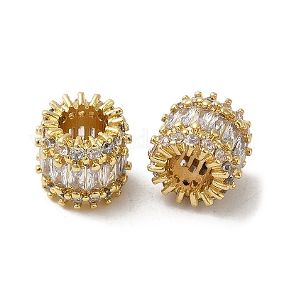 Rack-Plattierung Messing Micro Pave Kubisch Zirkonia European Beads&nbsp;KK-K377-10G-1