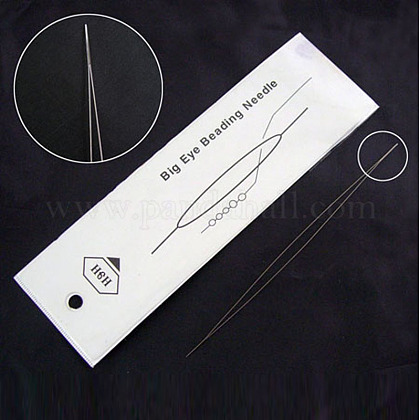 Zusammenklappbare Nadeln mit großen Augenperlen aus Edelstahl ES001Y-5.0CM-01-1