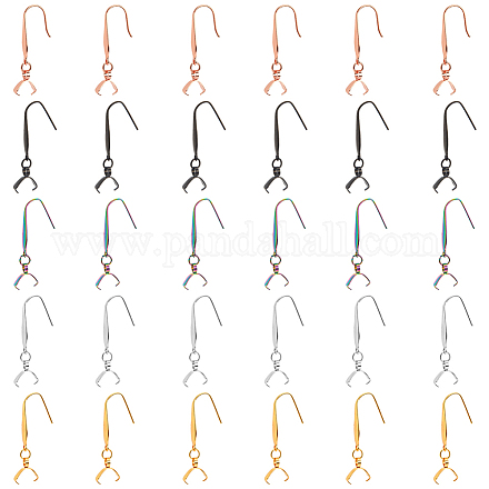 SUPERFINDINGS 30Pcs 5 Colors Earring Hooks Steel Pinch Bail Earring Hooks 31mm Long Ear Wires Fish Hooks Earhook with Ice Pick Pinch Bails for Jewelry Making DIY Craft STAS-FH0001-62-1