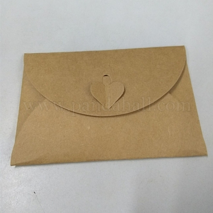 ミニハート型留め金封筒  キャメル  10.5x7cm DIY-WH0013-01-1