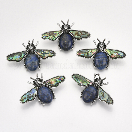 Broches/pendentifs en lapis lazuli naturel G-S353-08D-1