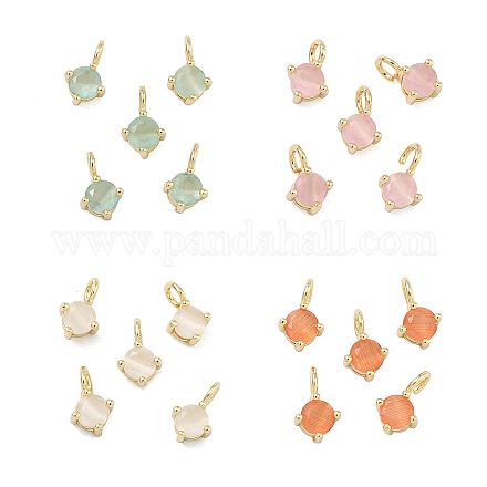 Латунные подвески в виде кошачьего глаза KK-C251-09A-G-1