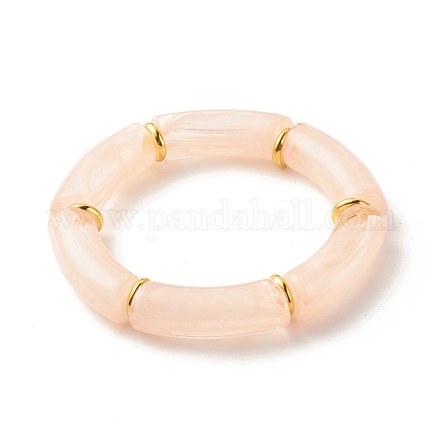 Bracciali elastici con perline in tubo acrilico BJEW-JB07774-05-1