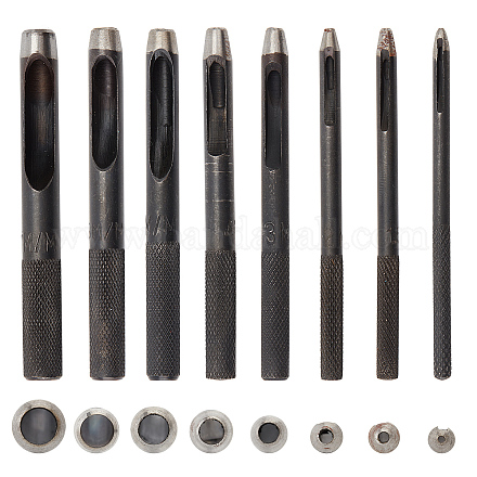 Gorgecraft 8 pièces ensemble de poinçon creux en cuir outil de coupe de poinçon rond pour joint de bande de montre de ceinture en cuir (0.8 mm à 7 mm) TOOL-GF0001-29-1