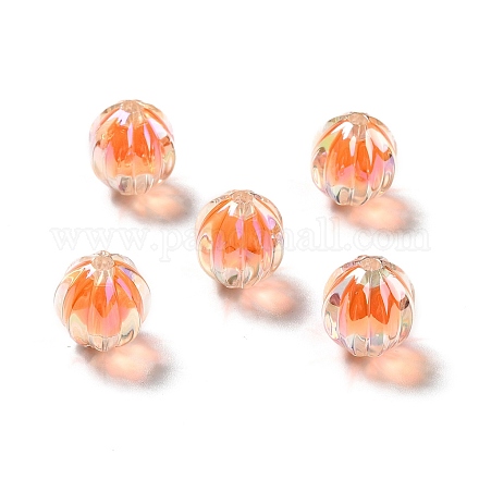 Perles acryliques irisées arc-en-ciel à placage uv bicolore TACR-D010-05I-1