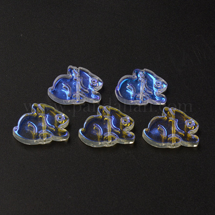 Galvanoplastie perles de verre transparentes X-GLAA-Q092-03-B01-1