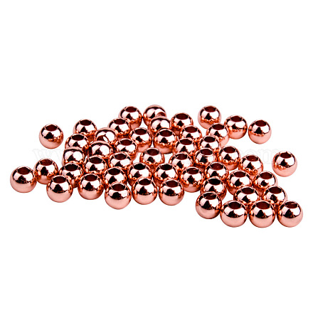 Espaciadores de cuentas redondas de latón pandahall fornituras artesanales de oro rosa 3 mm aproximadamente 100 piezas / bolsa KK-PH0004-10RG-1