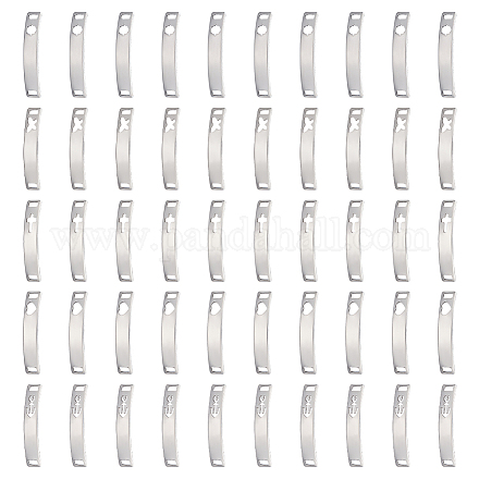 UNICRAFTALE 100pcs 5 Styles 201 Stainless Steel 30mm Long Curved Rectangle Links with Hollow Anchor Heart Pattern Metal Bar Links Connectors Charm for Necklace Jewelry Making STAS-UN0044-64-1