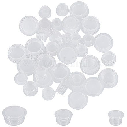 GORGECRAFT 60Pcs 3 Sizes Plastic Bottle Stoppers with Pull Ring Salt and Pepper Shaker Stoppers Clear Replacement Plug 11mm 13mm 19mm Inner Diameter Reusable Column End Covers for Pots Bottles KY-GF0001-41C-1