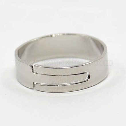 DIYのジュエリー調節可能な指輪コンポーネント鉄指輪のパーツ  ニッケルフリー  プラチナ  17mm IFIN-M003-01P-NF-1