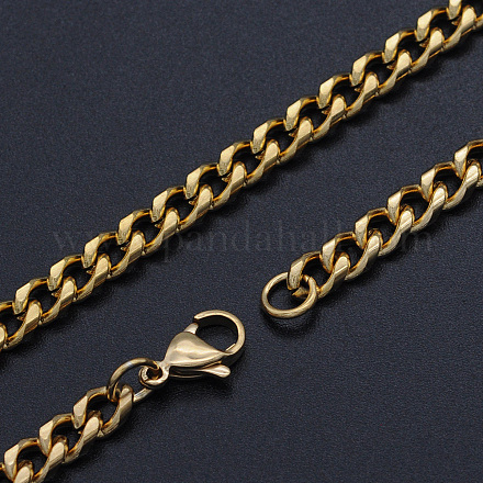 Collares de cadenas con eslabones cubanos de acero inoxidable 201 para hombre NJEW-T012-04B-61-G-1
