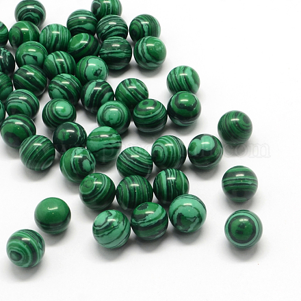 Round Dyed Synthetic Malachite Beads G-Q450-01-1