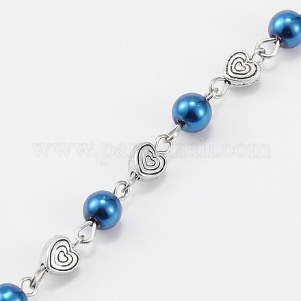 Fatti a mano rotonda perline perle di vetro catena per collane bracciali fare AJEW-JB00077-06-1