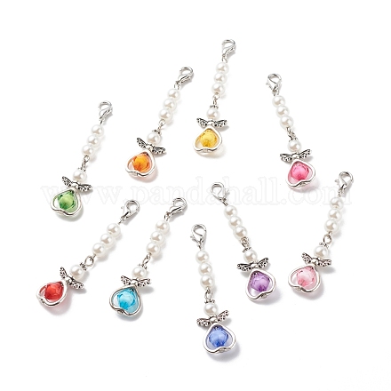 Décorations de pendentif ange en perles d'imitation acrylique HJEW-JM00741-1