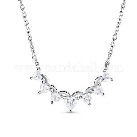 TINYSAND 925 Sterling Silver Cubic Zirconia Princess Crown Shaped Necklaces TS-N313-S-1