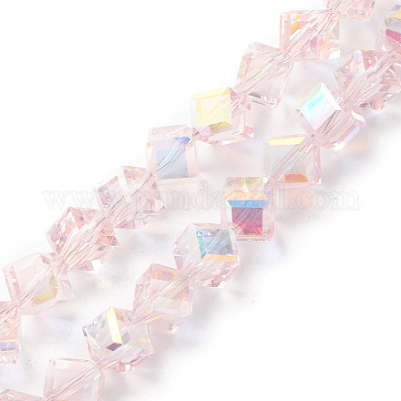 Electroplate Transparent Glass Beads Strands EGLA-K015-02B-1