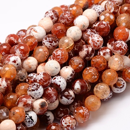 Dyed Natural Agate Faceted Round Beads Strands G-E320C-16mm-06-1