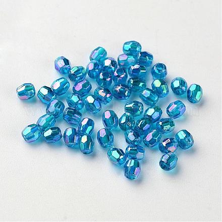 AB Color Plated Eco-Friendly Transparent Acrylic Barrel Beads TACR-L002-4mm-26-1