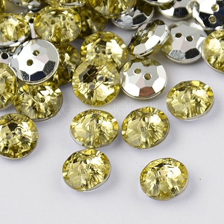 Botones redondos planos del diamante artificial de acrílico de Taiwán de 2-agujero BUTT-F015-10mm-33-1