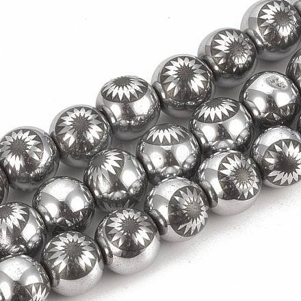 Electroplate Non-magnetic Synthetic Hematite Beads Strands G-T065-8mm-03E-1