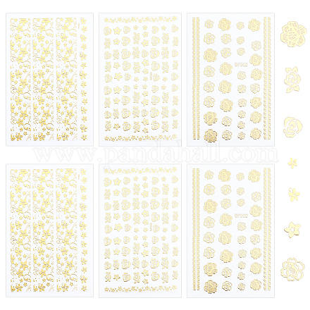 Olycraft 9 лист цветочный узор наклейки для ногтей самоклеящиеся наклейки золотые наклейки для ногтей украшения для кончиков ногтей 0.55~0.9 см 3 стиля MRMJ-OC0002-69-1