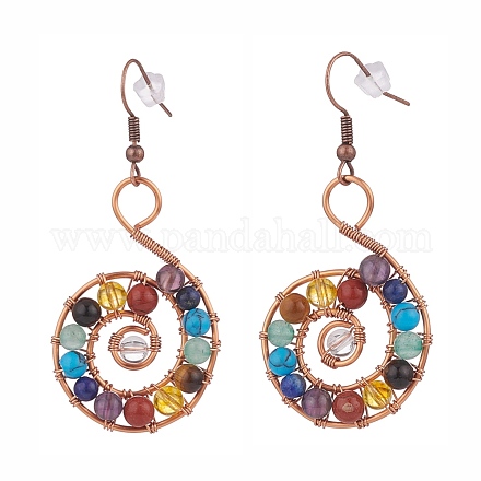 Boucles d'oreilles avec pendentif de pierres gemme EJEW-JE04906-01-1