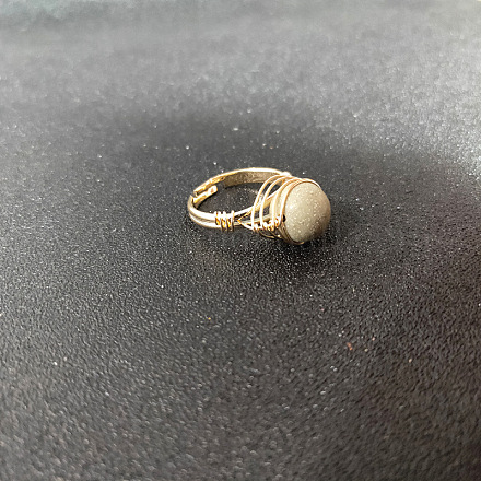 Проволочная обмотка натуральный рисунок яшма круглые бусины кольца для пальцев WGDCCED-13-1