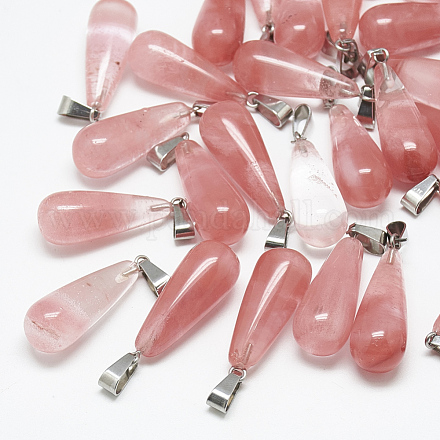 Cherry Quartz Glass Pendants G-T081-19-1