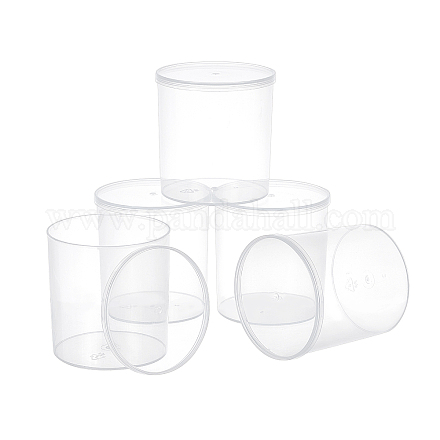 Superfundings 5 packung transparente säulenplastikperlenbehälter mit scharnierdeckel 8x8.3cm kunststoff-organisator-aufbewahrungskoffer für kleine gegenstände und andere bastelprojekte CON-WH0073-68-1