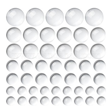 80 Stück transparente Glascabochons in 4 Größen GGLA-ZZ0001-03-1