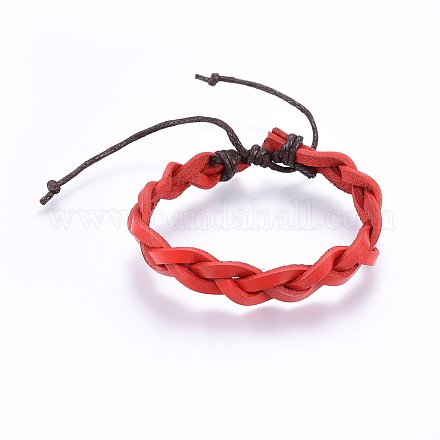 Braided Leather Cord Bracelets BJEW-F347-07A-1
