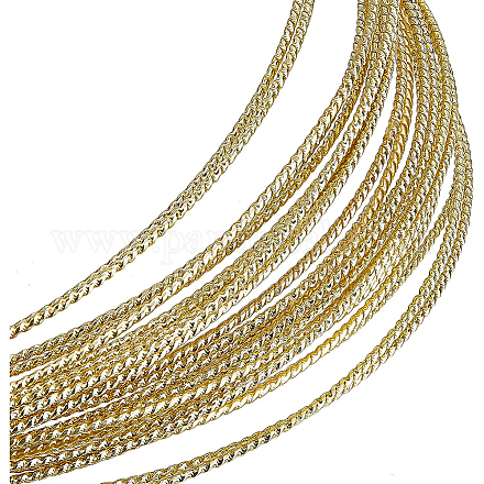 織り目加工の丸い真鍮線  ライトゴールド  20ゲージ  0.8mm  6 m /ロール CWIR-WH0009-05LG-1
