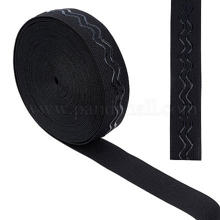 GORGECRAFT 10Ydsx 1.2 Inch Black Non-Slip Silicone Elastic Gripper Band Wave Tape Webbing Stretchy Strap Spool Wavy Band Roll Ribbon Flat Waistband for Clothing Garment Shorts Project OCOR-WH0080-29A-1