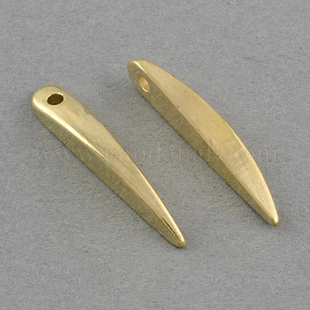 CCBプラスチックペンダント  牙の形状  ゴールドカラー  20x3x1mm  穴：1mm X-CCB-Q074-99-1