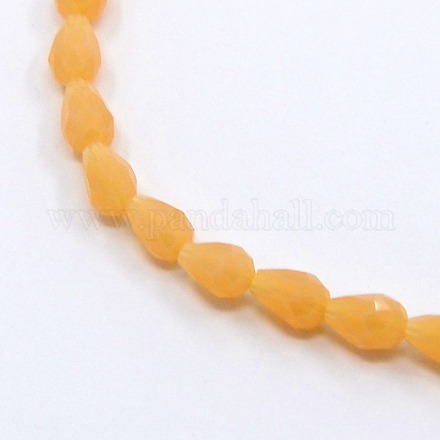 Opaque Solid Color Crystal Glass Faceted Teardrop Beads Strands GLAA-F022-A09-1