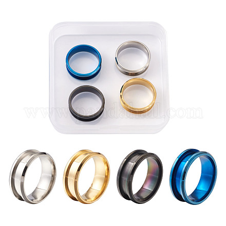 Engastes de anillo de dedo acanalados de acero titanio 316l FIND-TA0001-13-1