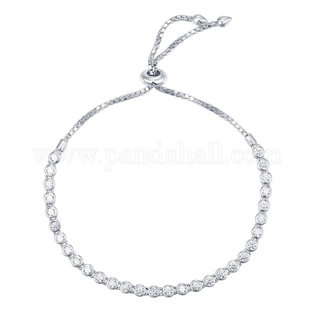 Плоский круглый циркониевый браслет-слайдер для девочек и женщин BJEW-BB43476-A-1