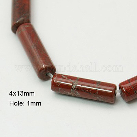 天然石ビーズ連売り  brecciatedジャスパー  コラム  暗赤色  13x4mm  穴：1mm  約30個/連  15.5~15.8インチ。 G-G135-7-1
