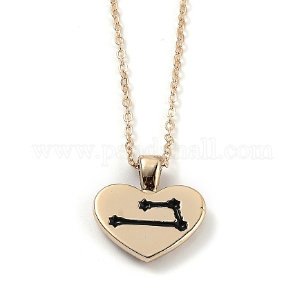 Golden Plated Heart with Constellation/Zodiac Sign Alloy Enamel Pendant Necklaces NJEW-H214-A04-G-1