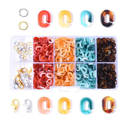 800pcs anneaux de liaison acryliques ovales 4 couleurs DIY-YW0002-39-1