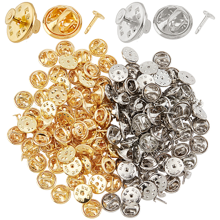 Wholesale SUNNYCLUE 1 Box 240 Pcs 120Set 2 Colors Metal Pin Backs Butterfly  Pin Backs Clutch Pin Backs with Blank Pins Jewelry Locking Pin Badge  Insignia Clutches Pin Backs Replacemen Platinum Golden