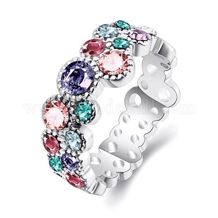 Ottone grazioso colorati anelli di barretta strass ceco per le donne RJEW-BB02271-6B-1