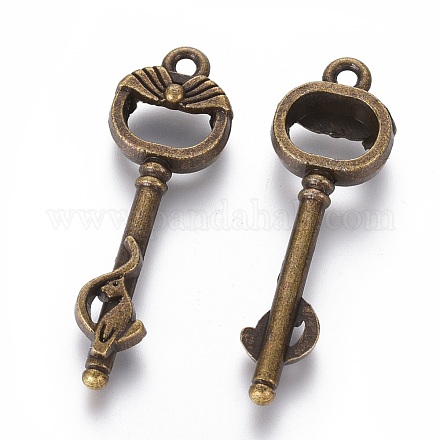 Pendentifs clés squelette en alliage de style tibétain X-TIBEP-20586-AB-FF-1