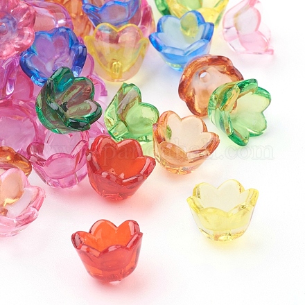 Perles acryliques transparentes de couleur mélangée X-PL548M-1