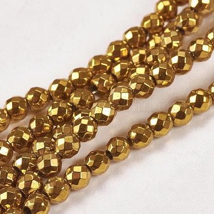 Chapelets de perles en hématite synthétique sans magnétiques G-J169B-3mm-04-1