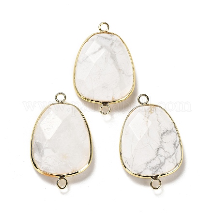 Natural Howlite Faceted Connector Charms G-F763-02G-05-1