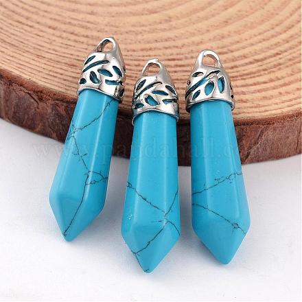 Dyed Bullet Synthetic Turquoise Pendants G-E332-C10-1