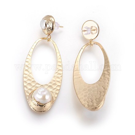 Long-Lasting Plated Brass Dangle Stud Earrings EJEW-E237-16G-1